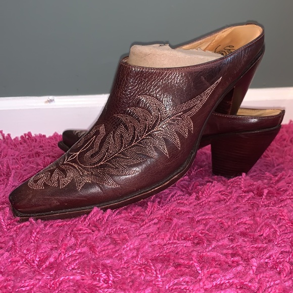 Lucchese Shoes - Lucchese Charlie 1 Horse Mayela Leather Mule Boho Distressed Cowgirl Festival 10